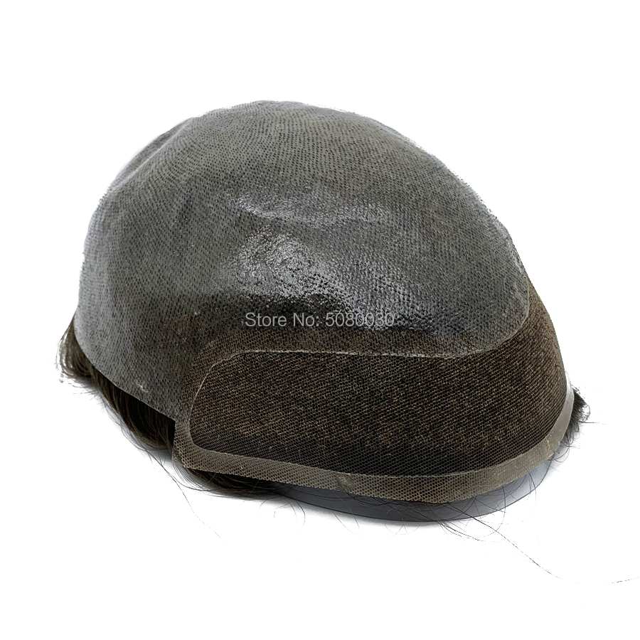 Günstige BIO Spitzen-Toupet-Hautbasis mit Schweizer Spitze vorne für Männer auf Lager