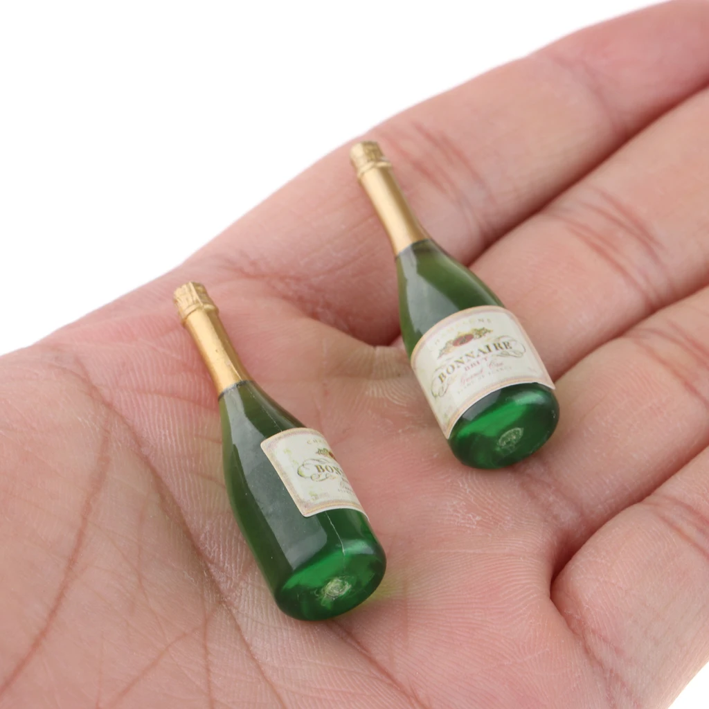Casa de muñecas en miniatura, botellas de vino, champán, bebida, Pub, Bar, comedor, casa de muñecas, Pub, decoración de Bar, 2/3/4 piezas, 1/12
