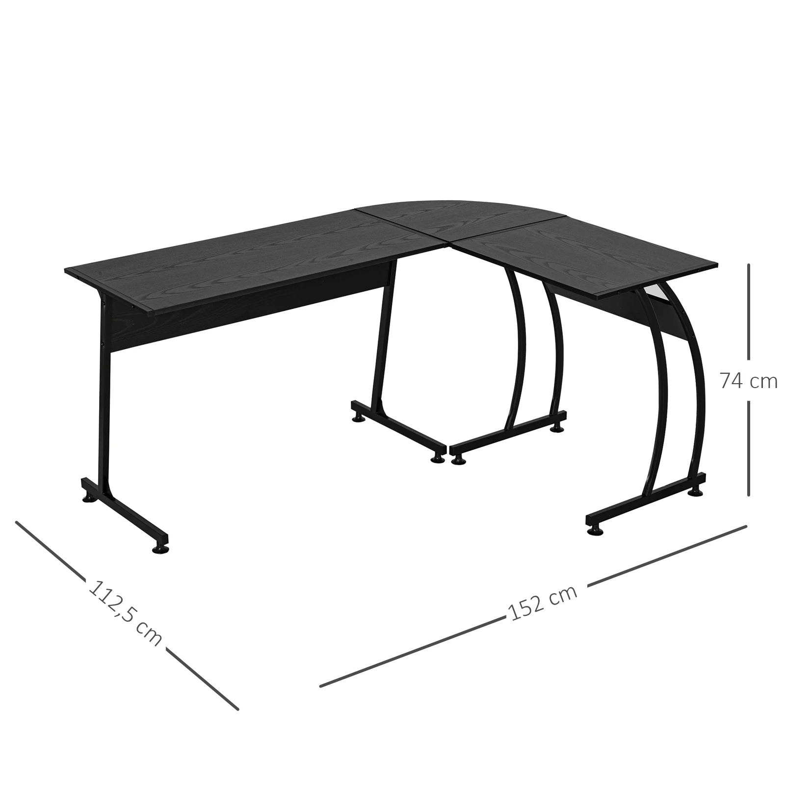 HOMCOM Form Computertisch L Studio großer Raum 112,5x152x74cm schwarz