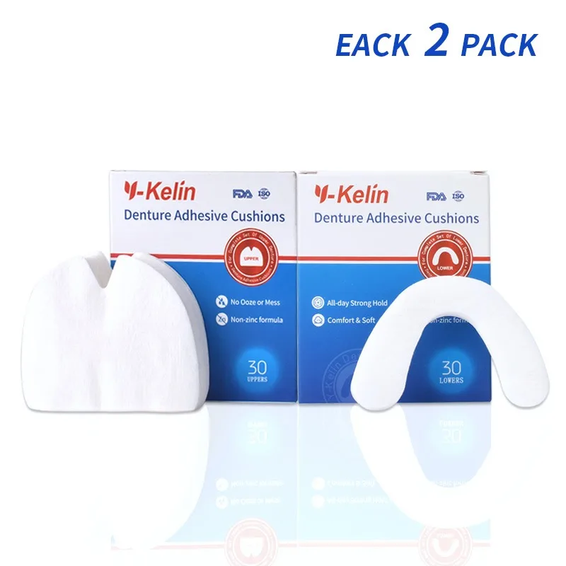 Y-Kelin 의치 접착 쿠션 120개 패드(상부 60개 + 하부 60개)