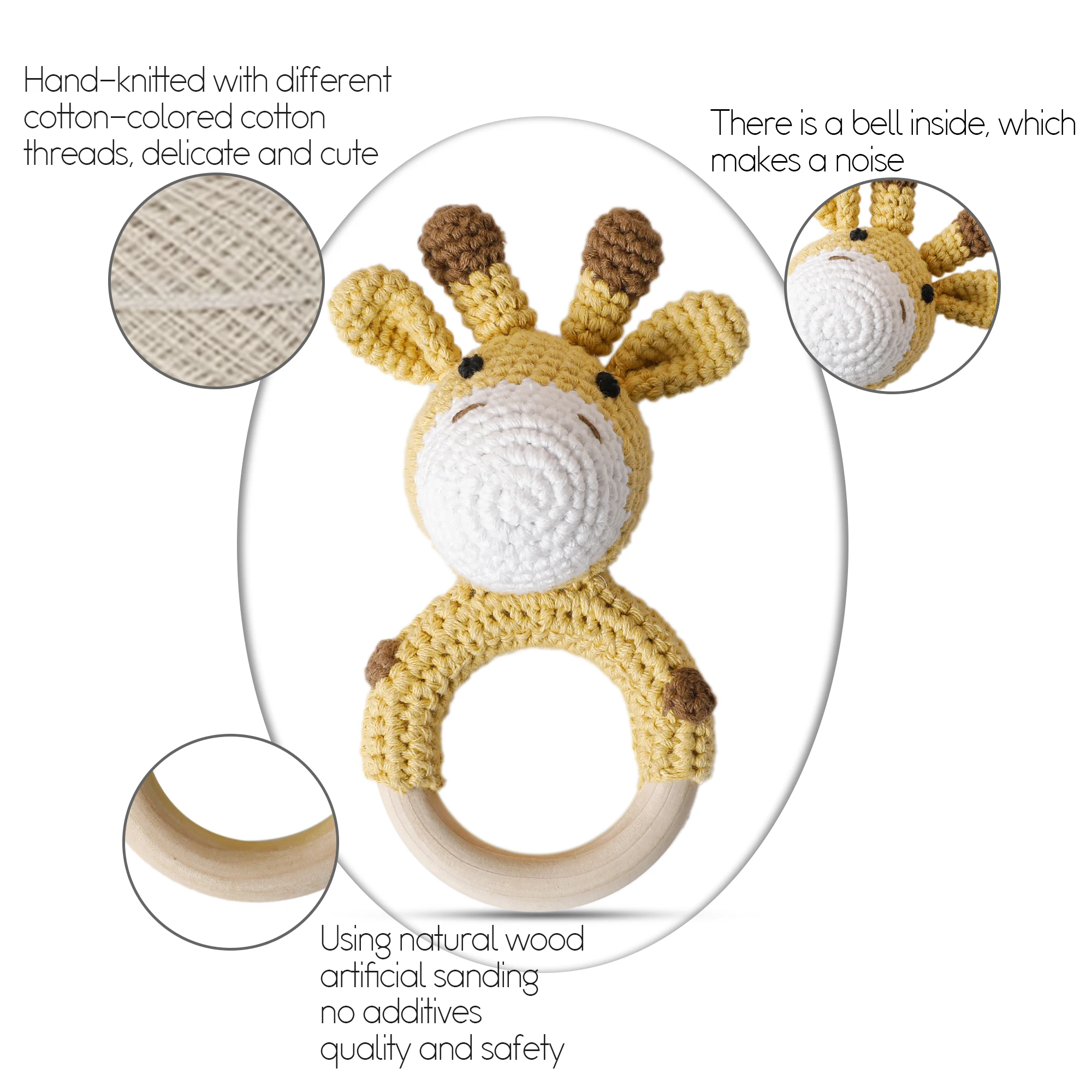 1Pc 아기 딸랑이 장난감 나무 Teether 크로 셰 뜨개질 패턴 딸랑이 토끼 사자 여우 BearToy 신생아 선물 아기 Teether 크로 셰 뜨개질 사용자 정의 이름