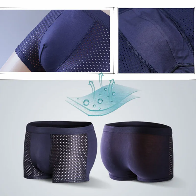 4 ピース/ロットメンズパンティー男性パンツ男パックショーツボクサー下着スリップオム Calzoncillos 竹穴大サイズ 5XL6XL7XL