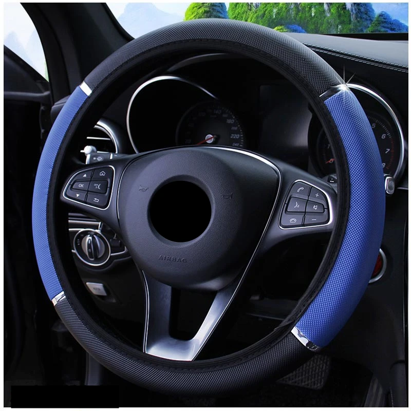 Cubiertas antideslizantes para volante de coche, decoración de cuero PU, estilo Universal, 37-38cm de diámetro