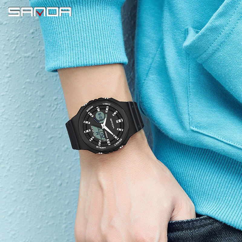 Relojes deportivos al aire libre SANDA, relojes digitales LED para hombre, reloj electrónico militar resistente al agua con fecha, reloj Masculino para niño y niña