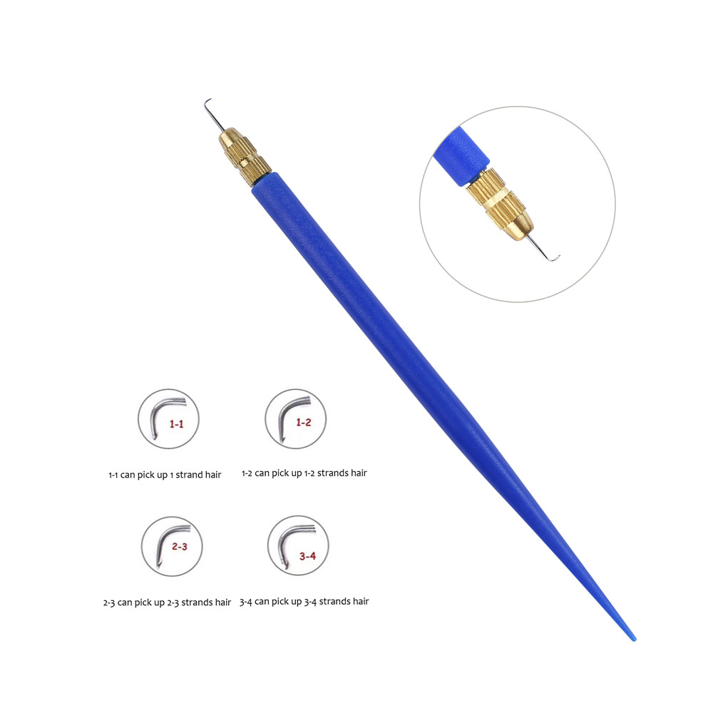 Lüftungsnadel in 4 Größen (1–1, 1–2, 2–3, 3–4) und 1 Kunststoffhalter zur Herstellung von Spitzenperücken/Verschlüssen/frontaler Lüftungsnadel, Netznadel
