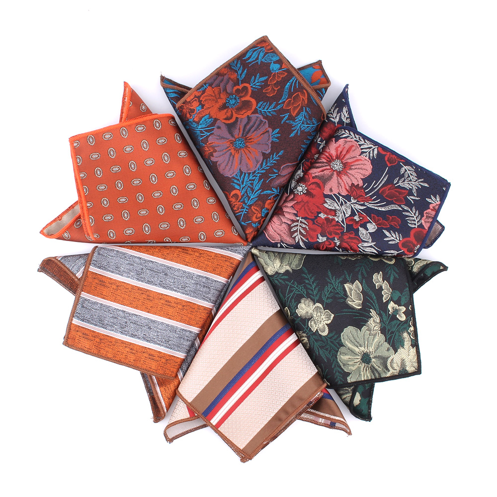 Pañuelo cuadrado de bolsillo de Jacquard para hombre y mujer, pañuelo a rayas para el pecho, pañuelo para caballeros, trajes para hombres, toalla de bolsillo Floral