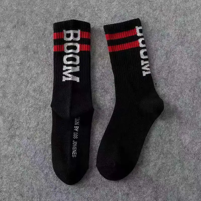 1 par de calcetines de algodón a la moda para hombre, color blanco y negro, calcetines deportivos para monopatín, Blaze Street Happy American Boys Sox