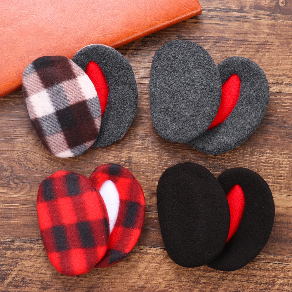Orejeras de vellón para hombre y mujer, calentadores de orejas sin banda, cálido, para invierno, 1 par