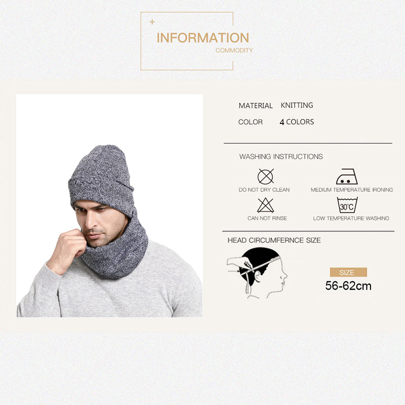 Winter Männer Hüte Schal Set Warm Halten Dick Gestrickte Kappen Winter Zubehör Männlichen Beanie Schal Herbst Verdicken Sicherungs Kappe
