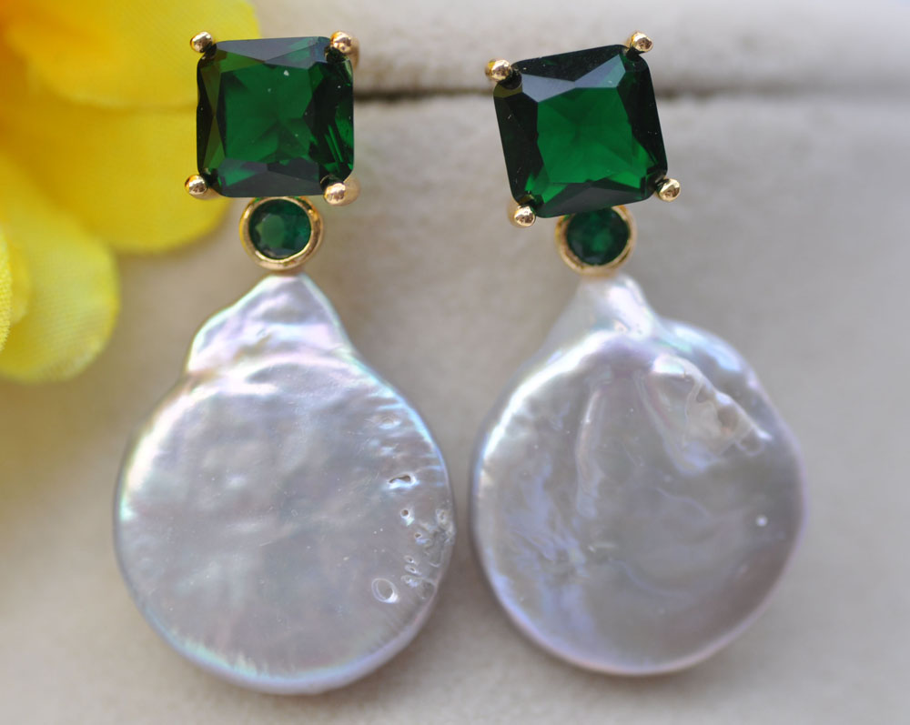 MTC · STAR Z10177 Anting-Anting Beryl Mutiara Air Tawar Koin Abu-abu 22Mm