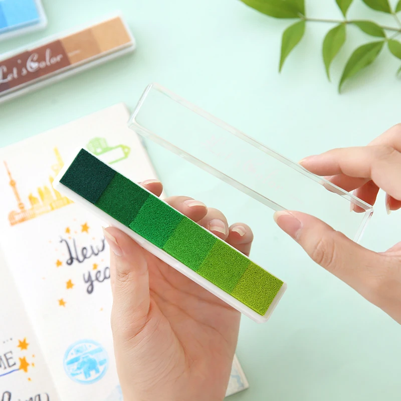 6สีบาร์Inkpad Rainbow Gradientสีสำหรับพิมพ์แสตมป์DIY HandmadeของขวัญJournalไดอารี่ตกแต่งสำนักงานโรงเรียน6333