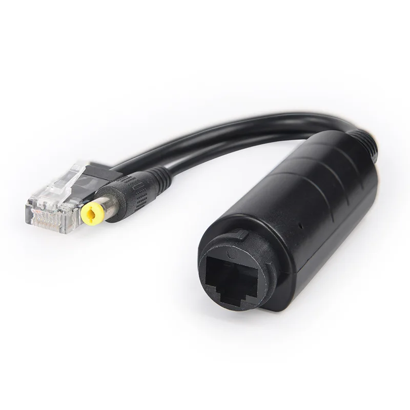 HKBTM 48 V auf 12 V POE-Splitter, wasserdicht, mit Video- und Netzteilkabel, Versorgungsmodul, Injektor für IP-Kamera-Extender