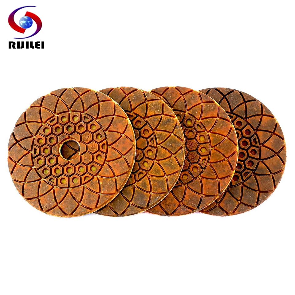 RIJILEI 4 Ướt/Khô 4 "/100Mm Đồng Kim Loại Liên Kết Đánh Bóng Kim Cương Miếng Lót Cho Bê Tông Đá Hoa Cương đá Cẩm Thạch Đá Đĩa Mài
