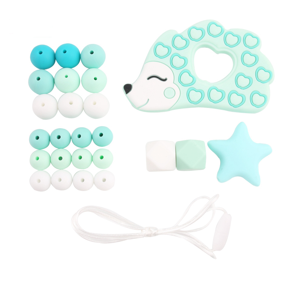 Ensemble de perles de dentition en silicone pour bébé, qualité alimentaire, sans BPA, renard, lapin, accessoires de bricolage, sucette JOClips, collier pour bébé, 1 ensemble