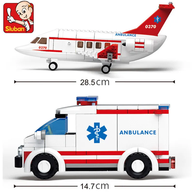 Vliegtuigluchtvaart Medische Vliegtuigen Luchtambulance Auto Stad Bouwstenen Kit Cijfers Brinquedos Educatief Speelgoed Voor Kinderen