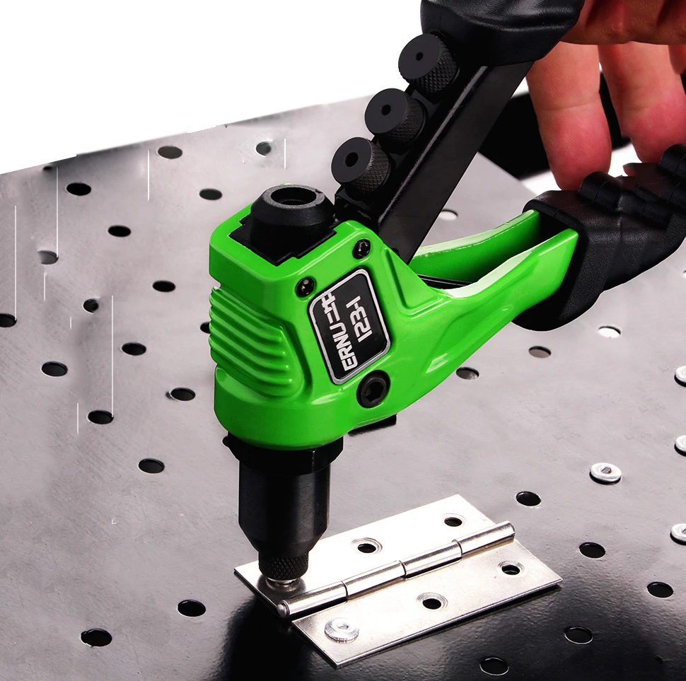 คู่มือ Rivet ปืนเล็บคุณภาพสูงความแข็งโลหะผสมเหล็กงานไม้โลหะ Rivet Gun ประหยัดแรงงานเล็บขนเครื่องมือ