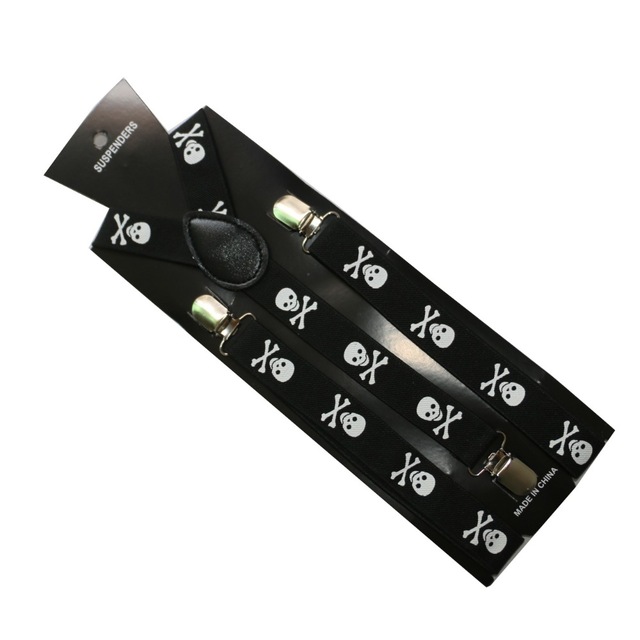 Foxmother힙합 스컬 본 프린트 멜빵 여성용 남성용, 탄성 교정기