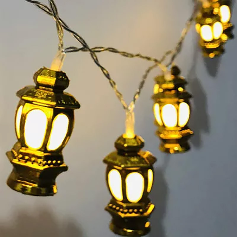 PAMNNY 10/20 LED Goldene Laterne Fee Lichterketten Batterie Powered Freien Garten Ramadan Weihnachten Party Hochzeit Girlande Licht