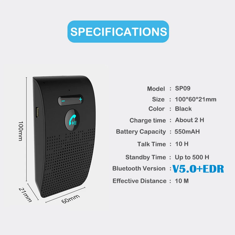 Loa Bluetooth Cầm Tay Xe Hơi Áo Chống Nắng Tôn Kẹp Thiết Bị Nhận Tín Hiệu Âm Thanh Không Dây Loa Nghe Nhạc Micro Kép