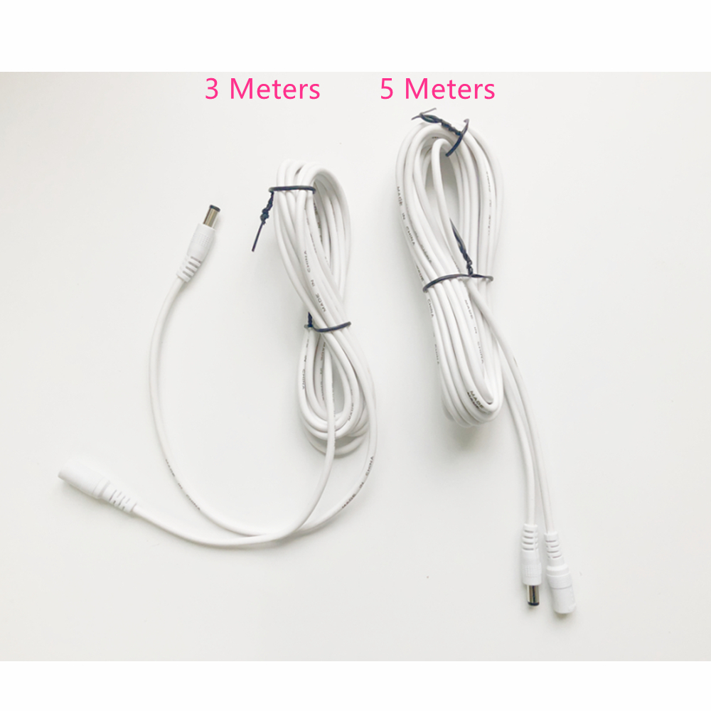 3M/5M/10M/15M/20M/30M/50M DC 12V CCTV Camera Power Cable 5.5mmx2.1mm Male Female White Extension Cord for Security Camera