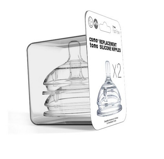 Mamilo de bebê de silicone, mamilos de substituição em fluxo variável para idades de 0 a 3 meses, 3 a 6 meses /6 meses (2 pacotes), mamilos para Comotomo