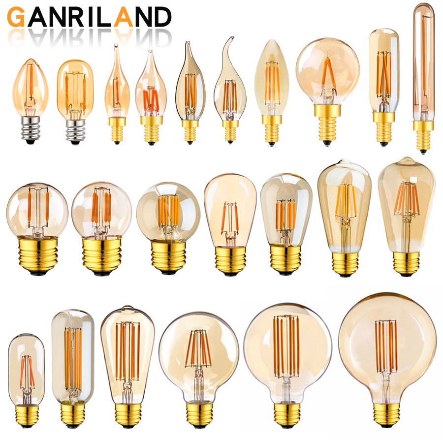 Bombilla LED E14 E27 de 220V, bombilla de filamento LED Vintage regulable T22 1W, decoración incandescente Retro, lámpara de iluminación Led, ampolla
