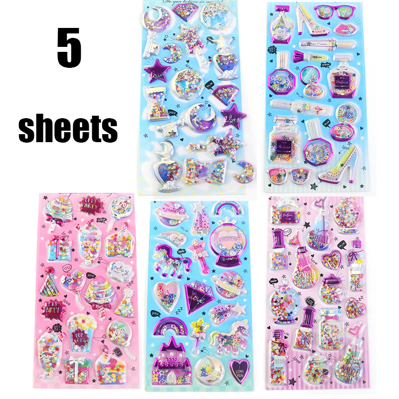 Pegatinas brillantes de princesa a la moda, lentejuelas brillantes, arena movediza, unicornio, estrellas, pegatina cosmética, decoración, juguetes reutilizables