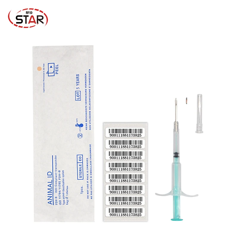 Microchip FDX-B para animal, chip de 134,2 KHz, 1,25x7 mm, para caballos, perros, gatos y peces, 10 uds.