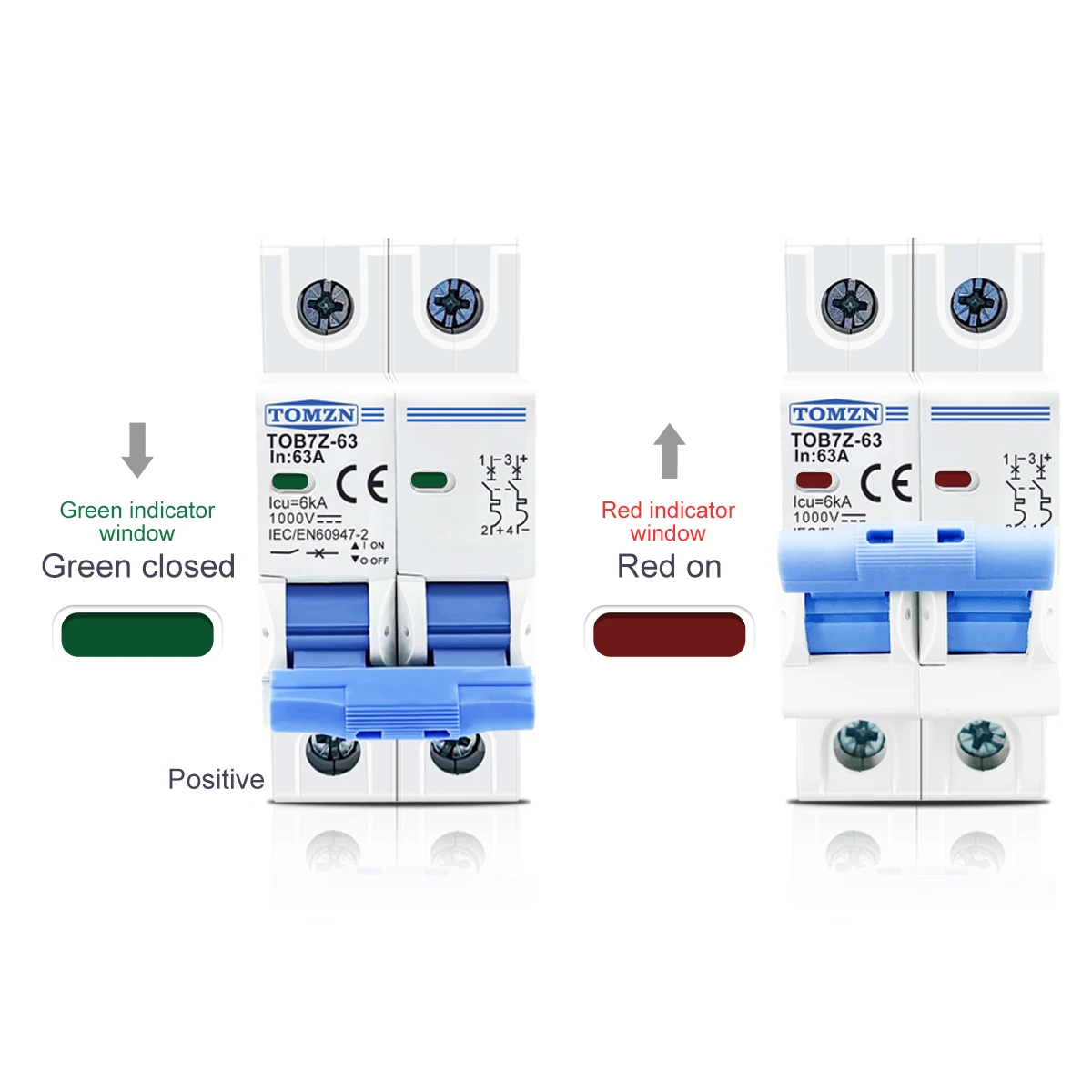 2P DC MCB 1000V Năng Lượng Mặt Trời Mini Ngắt Mạch Điện 3A 6A 10A 16A 20A 25A 32A 40A 50A 63A DC Động MCB Cho PV Hệ Thống