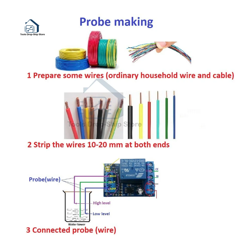 Bomba 2 en 1, controlador automático de agua, CC de 12V, Sensor de nivel de líquido, módulo de relé de interruptor para Motor, pecera, Waterhouse Irriga