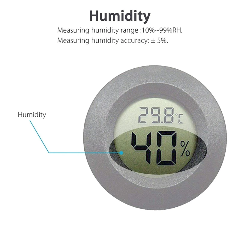 Bộ 5 Nhiệt Ẩm Kế Nhiệt Kế Màn Hình LCD Kỹ Thuật Số Đồng Hồ Đo Độ Ẩm Đo Cho Ẩm Máy Hút Ẩm Gre