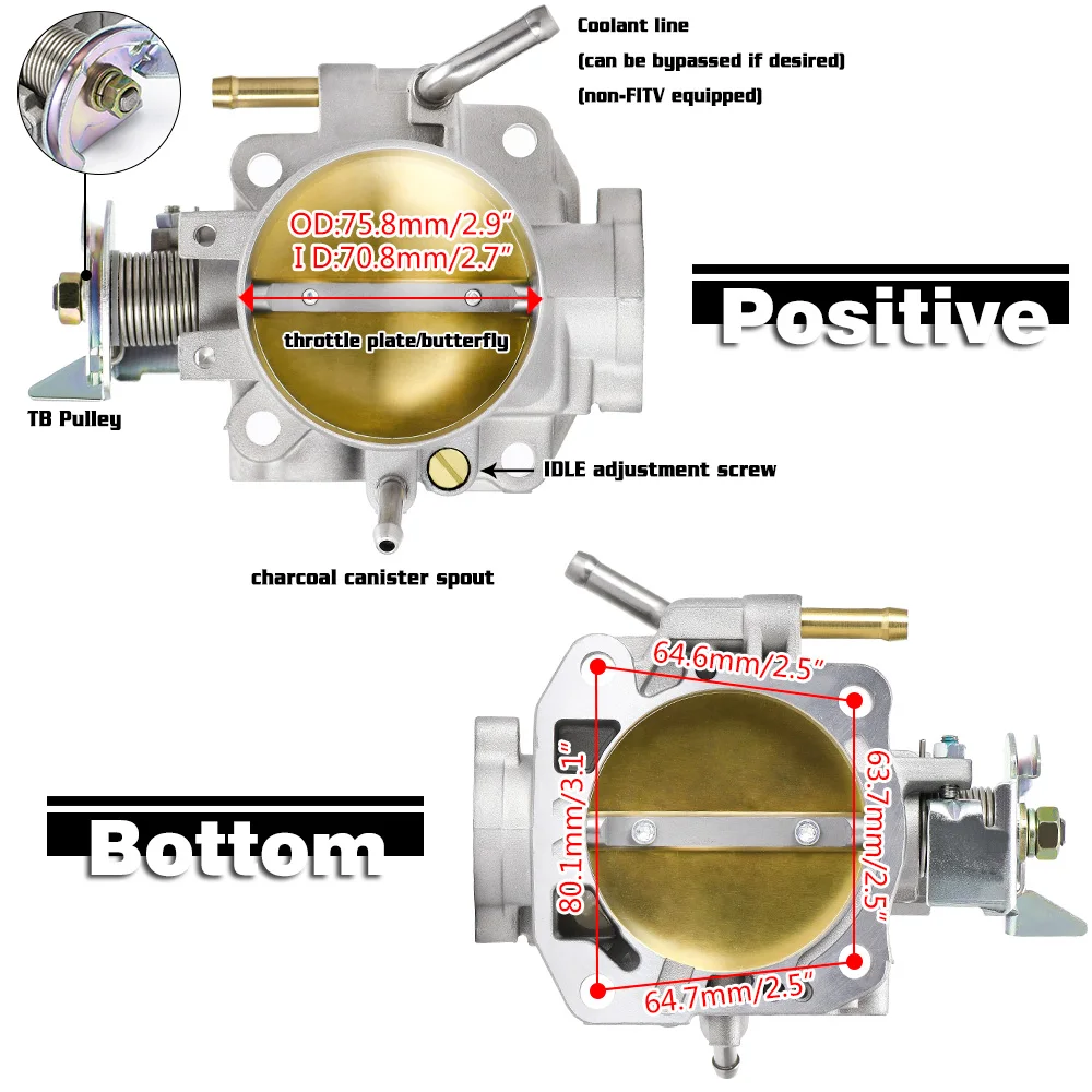 Manopla de admissão de alumínio e prata, 70mm, corpo do acelerador para honda b16 b18 d16 f22 b20 d/b/h/f eg ek h22 pqy6959