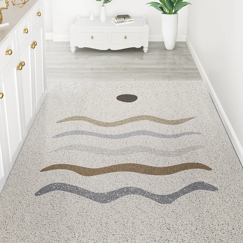 Karpet Pintu Rumah Garis Sederhana Karpet Ruang Tamu Tikar Anti-selip Karpet Pintu Masuk Tahan Debu Simpul Sutra Karpet Karpet Lorong Kustom