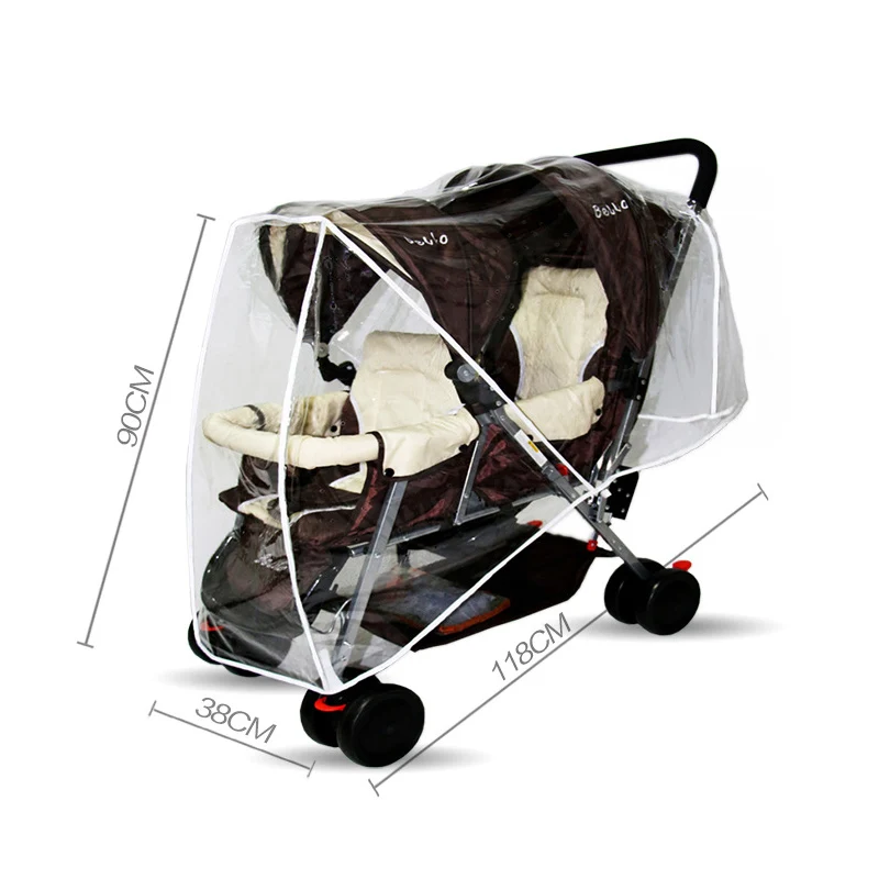 Cặp Sinh Đôi Xe Đẩy Cho Bé Phụ Kiện Chống Nước Mưa Trong Suốt Gió Che Chắn Bụi Dây Kéo Mở Mui Size Lớn Áo Mưa