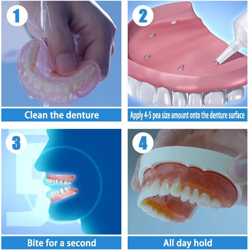 Y-Kelin Denture Adhesive Cream 3/4/6 Pack Original Formula Zinc Free Extra Strong Hold For Upper Lower or Partials All Day