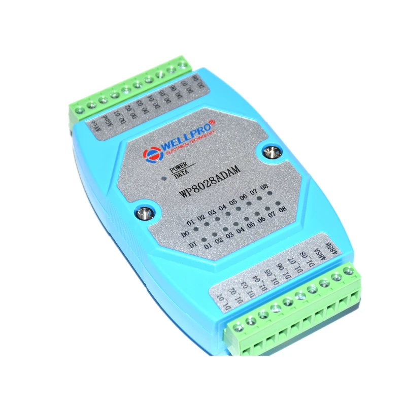 Digitale in- en uitgangsmodule geïsoleerd 8DI/8DO RS485 MODBUS RTU WP8028ADAM NPN