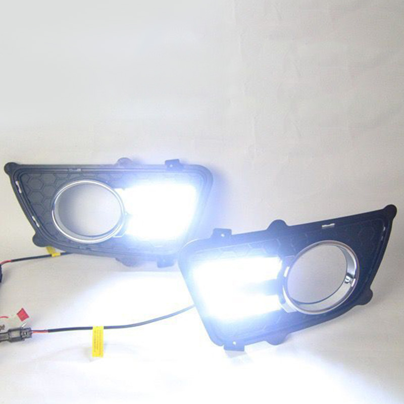 Lampu Siang Hari LED untuk Kia Sportage 2009 2010 Gaya Peredupan Relay Tahan Air ABS 12V LED Mobil Lampu Siang Hari 2 Buah