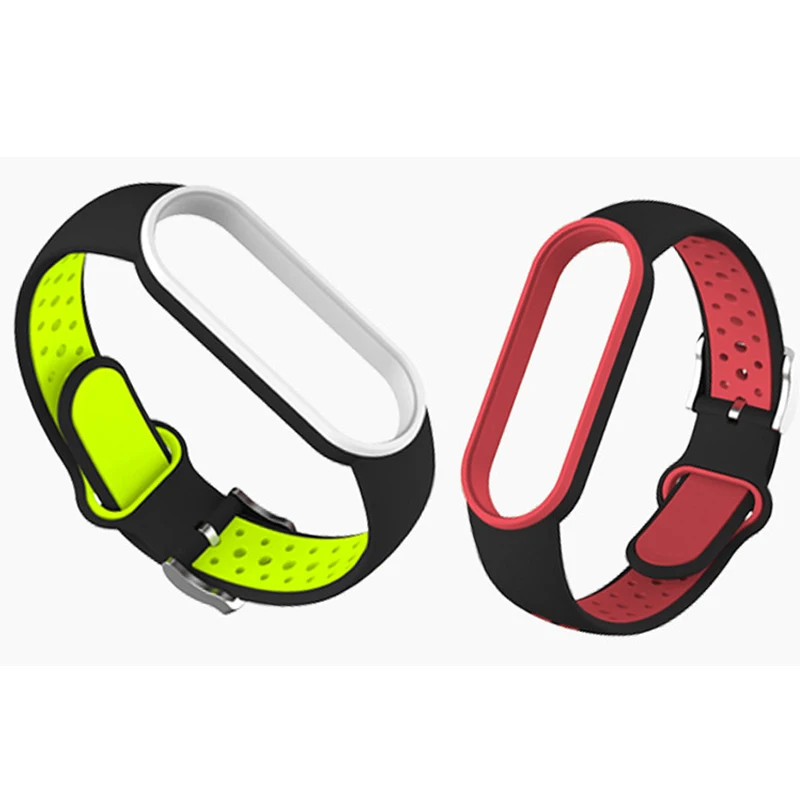 ベルトシャオ mi mi バンド 5 6 2 色のシリコンブレスレットスポーツ通気性ストラップ miband 5 miband7 交換用リストバンド