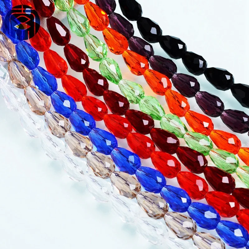 Teardrop Faceted แก้วคริสตัล 5x3 มม.8x6 มม.12x8 มม.15x10 มม.ลูกปัด Lot สําหรับเครื่องประดับทํา DIY ต่างหู