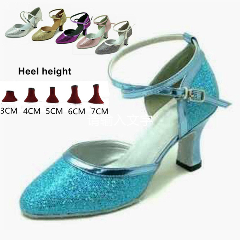 Geschlossene Zehe Salsa Tanzschuhe Frauen Latin Dance Schuhe Glitter High Heels 5 cm 6 cm 7 cm Ballsaal Tango tanzen Schuhe Frau Sandalen