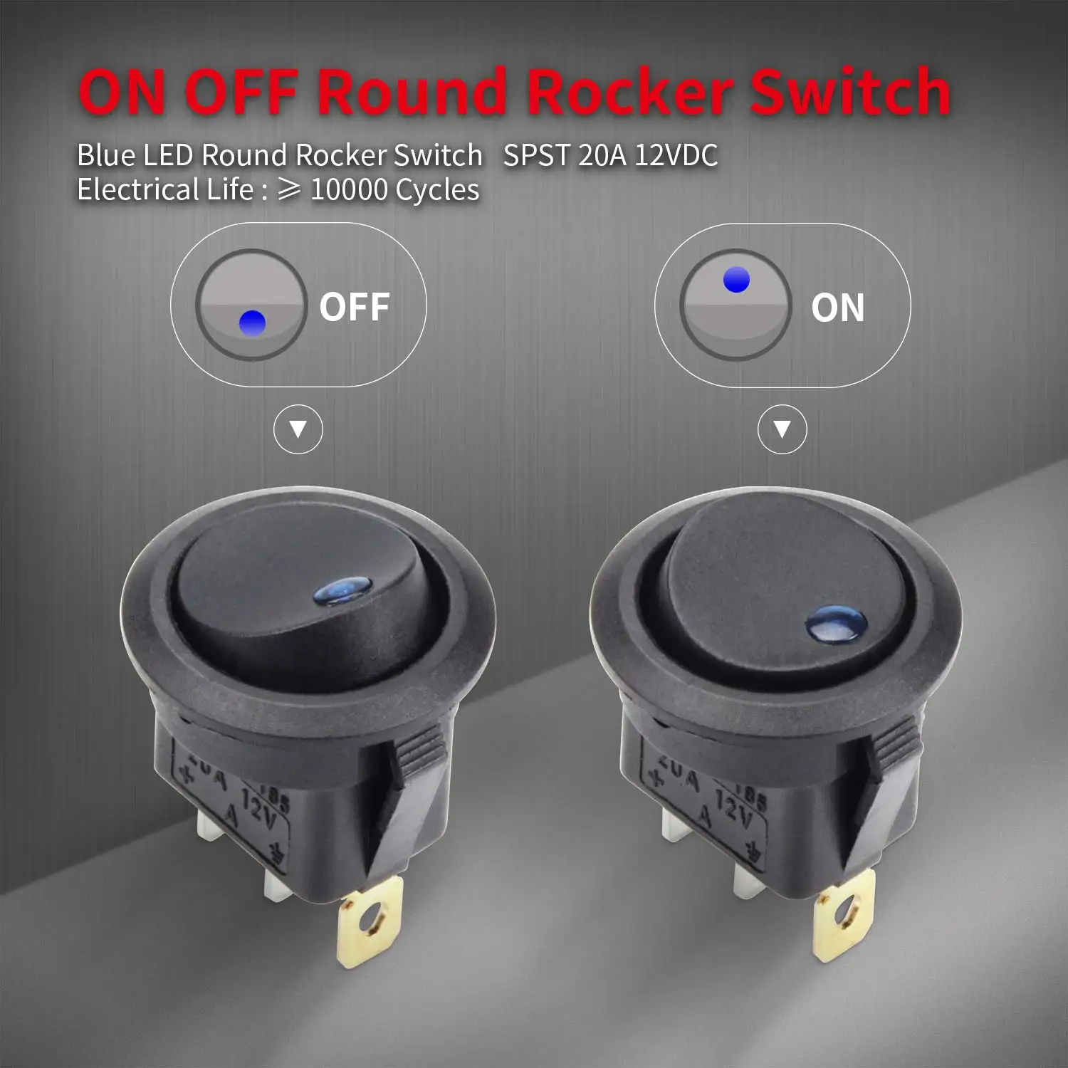 DaierTek 20mm ronde tuimelschakelaar shell behuizing 12V LED AAN UIT voor auto vrachtwagen golfkar dash paneel blauw rood groen verlicht