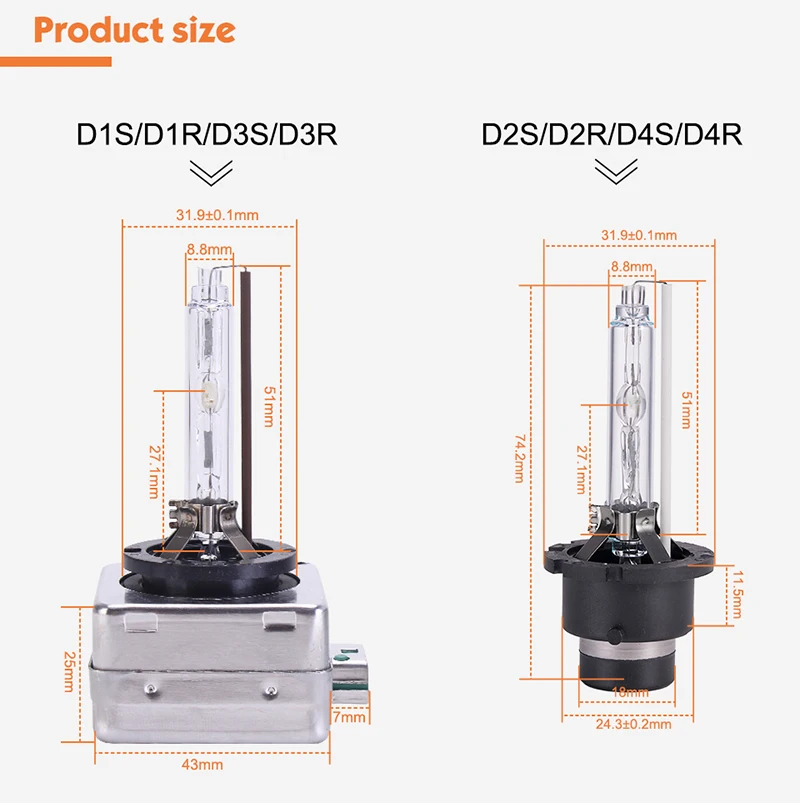 MGTV LUZ 2 uds 12V 35W bombilla HID CBI HID faro de xenón D1S D2S D3S D4S D1R D2R D3R D4R lámpara de xenón 4300K 6000K 8000K