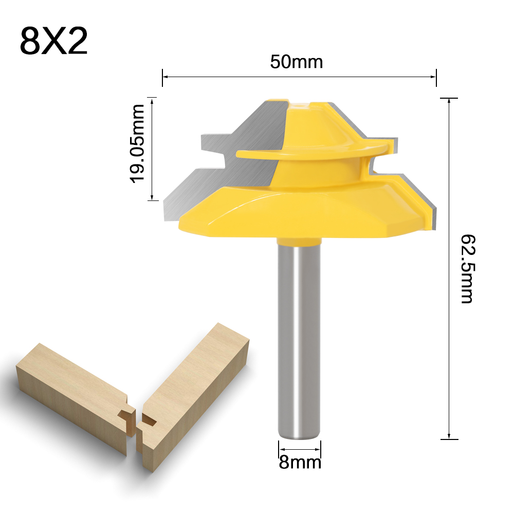 8MM 45 gradi blocco mitra router bit tenone fresa strumento per la lavorazione del legno per utensili in legno