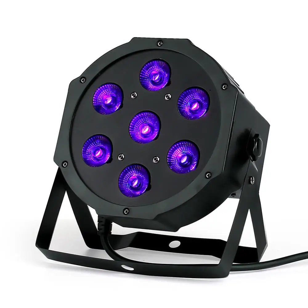 7X18W LEDแบนSlimPar RGBWA UV 6in1 LED DJ Wash Light Stage DmxแสงเวทีแสงไฟLedเที่ยวบิน