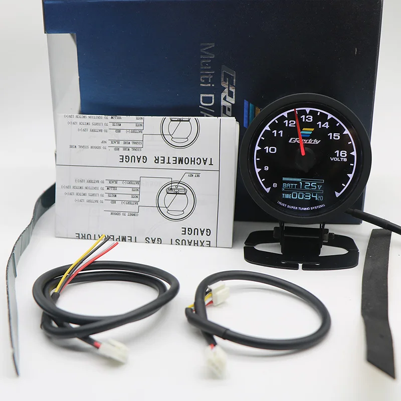 Greddi medidor de impulso temperatura da água 7 cores display lcd turbo pressão óleo rpm tacômetro medidor corrida 62mm 2.5 Polegada com sensor