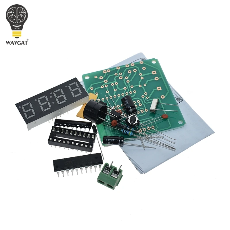 WAVGAT AT89C2051 Digital 4 Bits Reloj electrónico Suite de producción electrónica Kit de bricolaje