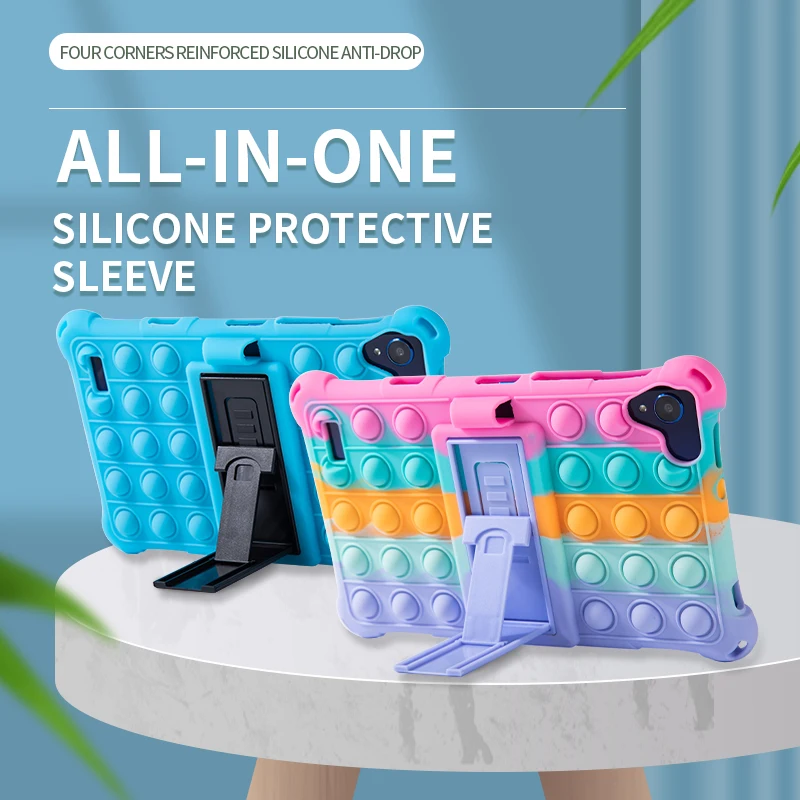 Silikon Case untuk Samsung Galaxy Tab A 8.0 2019 SM-290 Tablet Gelembung Berdiri untuk SM-T290 T290 SM-T295 T295 SM-T297 dengan Pena