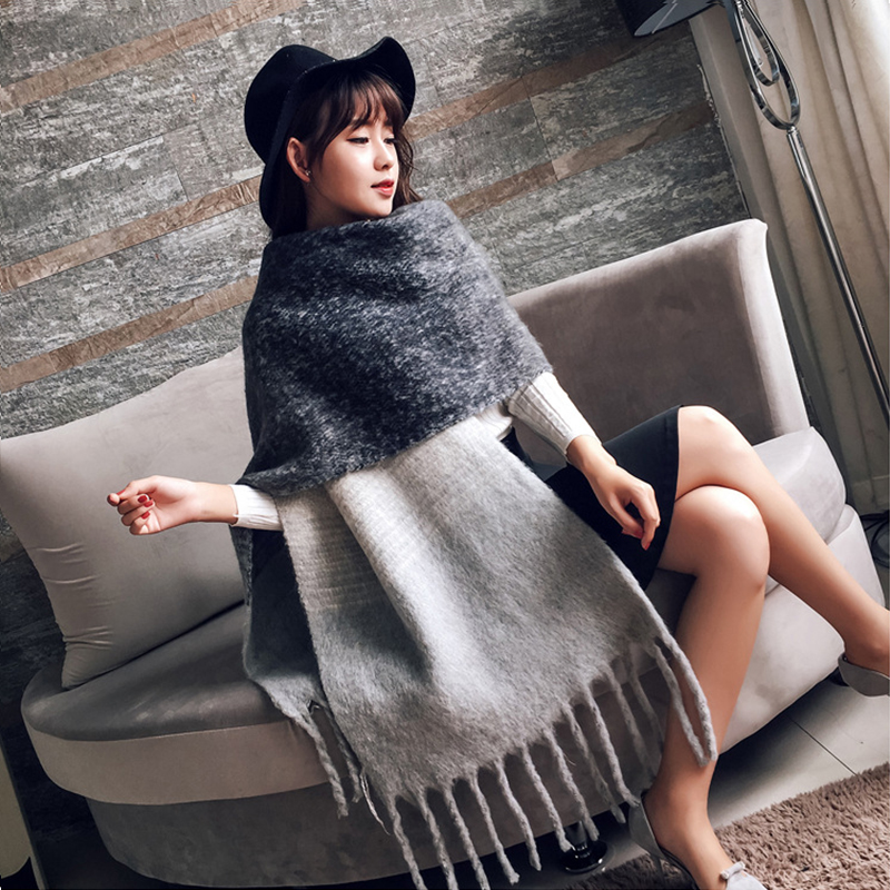 Thương Hiệu Cao Cấp Cashmere Nữ Kẻ Sọc Khăn Giữ Ấm Mùa Đông Khăn Choàng Quấn Khăn Choàng Pashmina Tua Dài Nữ Foulard Dày Chăn Khăn Pareo