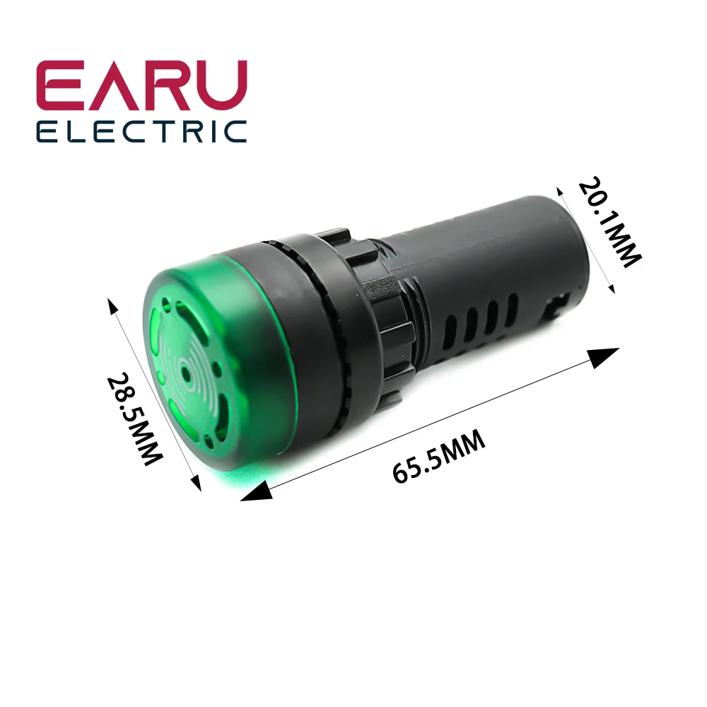 AD16-22SM 22 ミリメートルパネル直径 AC 12V 24V 110V 220V フラッシュ信号光赤色 LED アクティブブザービープアラームインジケータ緑黄色