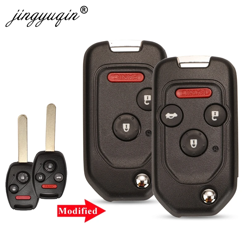 Jingyuqin 2/3/4BTN modificado Filp carcasa de llave remota Fob para Honda Fit CRV Civic Insight Ridgeline HRV Jazz ACCORD 2003-2013